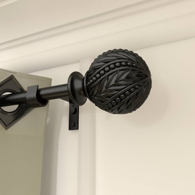 Debuono Black Adjustable Curtain Rod with Final Set - 120-170 inches