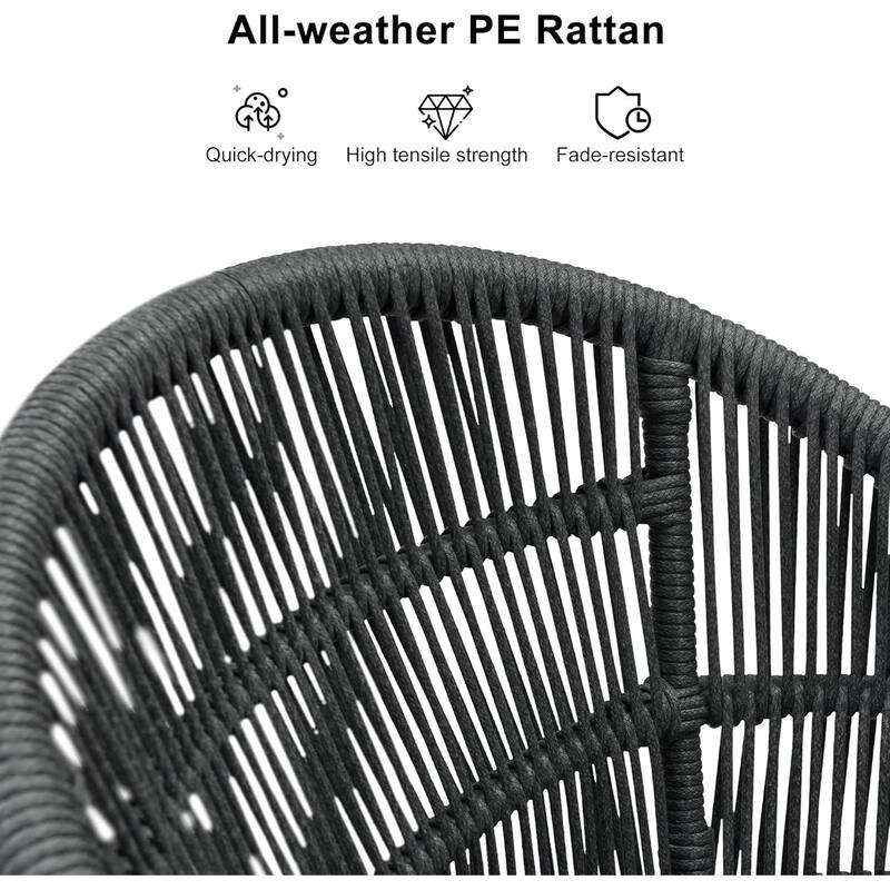 PURPLE LEAF Modern Rattan Bar Stools Set of 2 with Cushion and Back Counter Stools