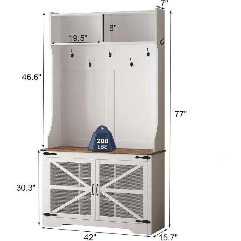 Hall Tree with Bench and Shoe Storage