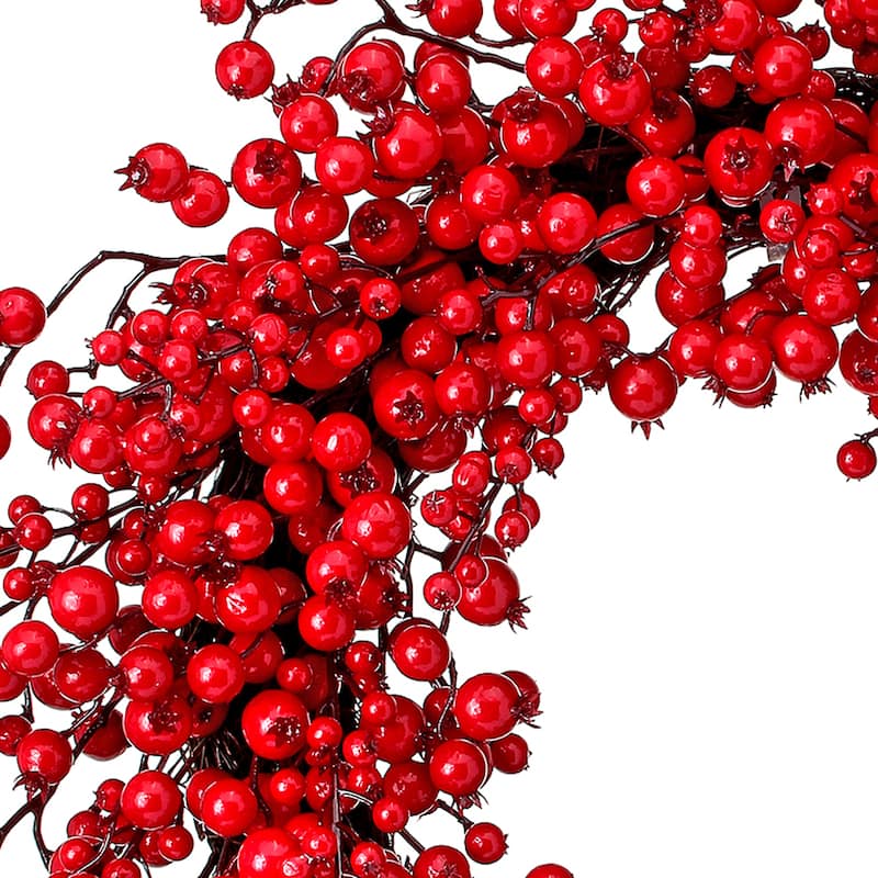24" Mixed Size Berry Wreath - Red - 24-Inch