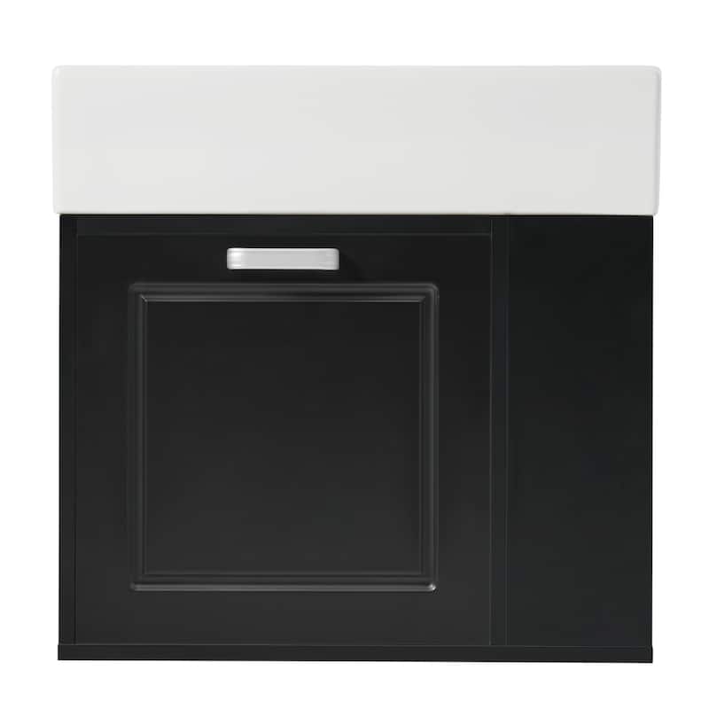 21.8" Floating Bathroom Vanity Cabinet with Ceramic Sink & Toilet Paper Holder for Small Space