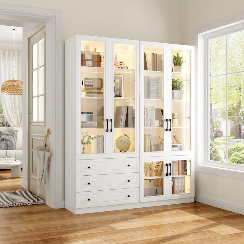 Organizer Eco-Friendly Accent Light Strip Bookshelves Display Cabinet - 63"x78.7“