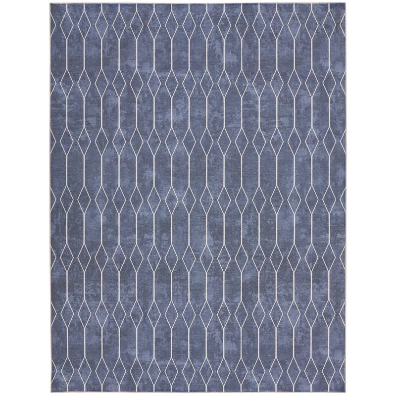 New Concept Washables Indoor only Geometric Machine Washable Area Rug - 9' 2" x 12' - Navy - Rectangle