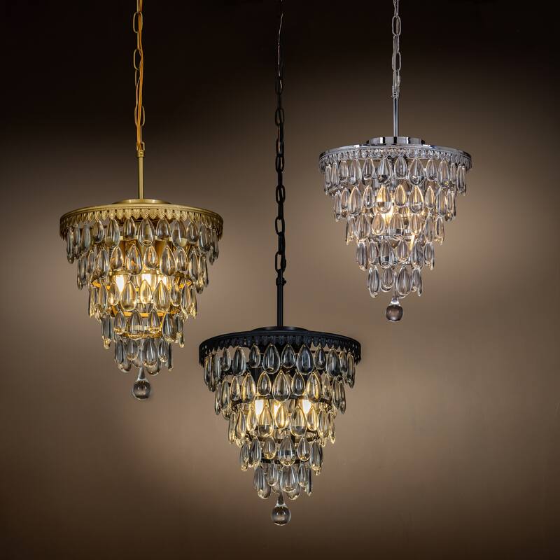 3 Light Glam Crystal Tier Pendant Chandelier