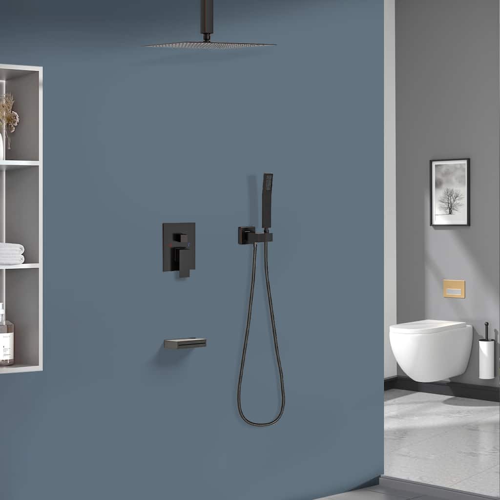 Topcraft 12-inch Ceiling Mount Square Shower System with Rough-in Valve - 12*12