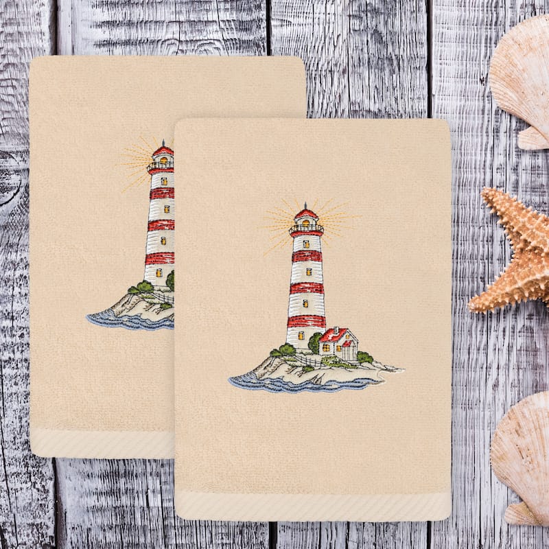 Authentic Hotel and Spa Summer Lighthouse Hand Towels (Set of 2)