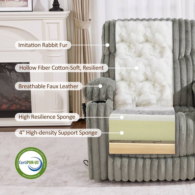 MCombo 180° Lay Flat Power Lift Recliner Chair for Elderly, Dual Motor Lift Chair with Full-Body Heating for Sleeping