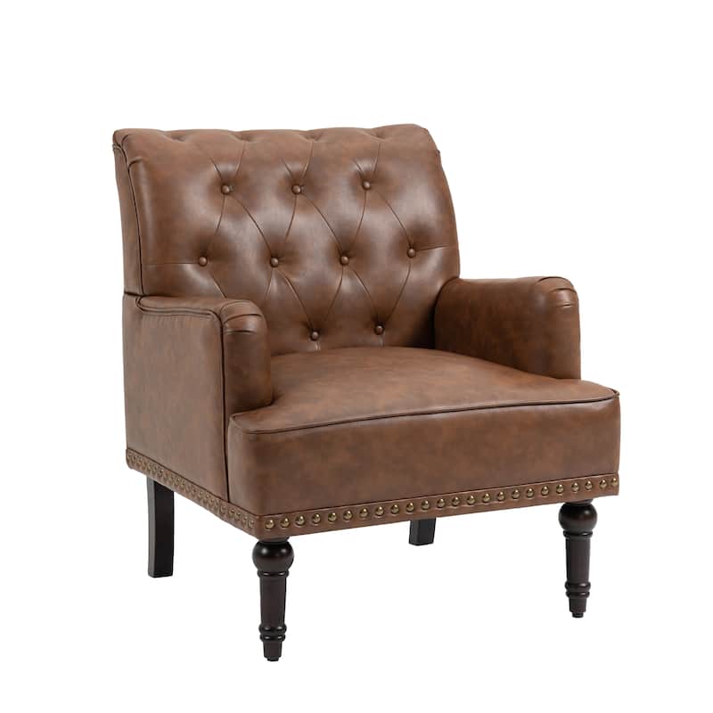 PU Leather Living Room Accent Chair with Tufted Back