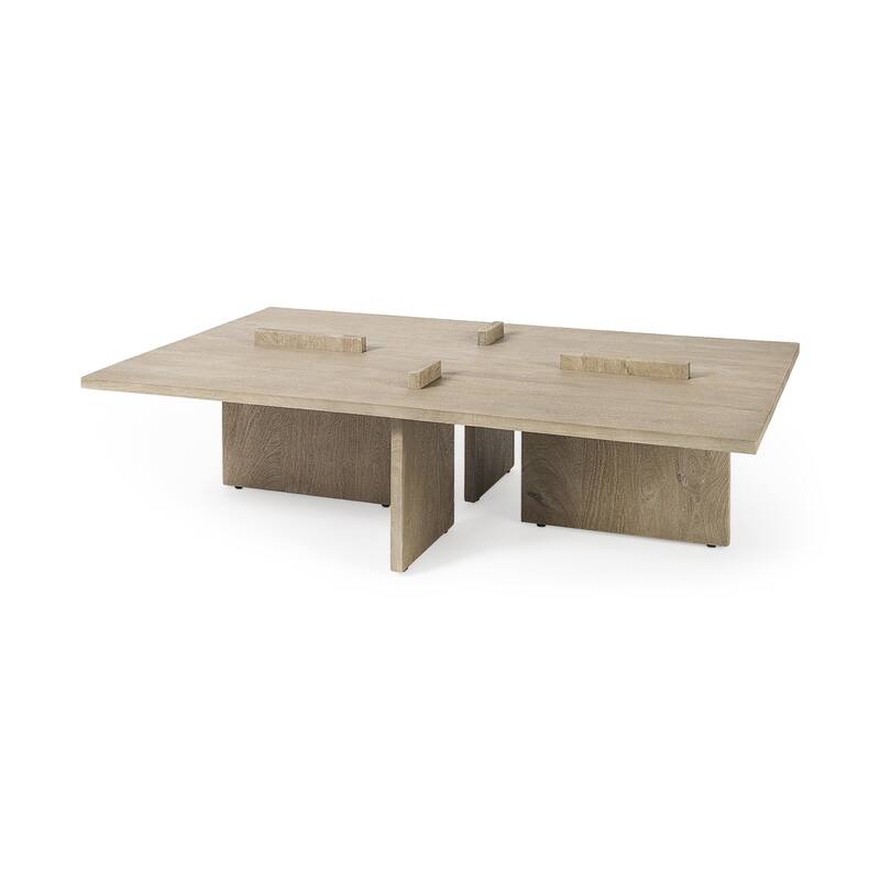HomeRoots 34" Natural Rectangular Coffee Table