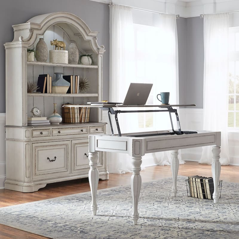 Magnolia Manor Antique White Weathered Bark Lift Top Writing Desk