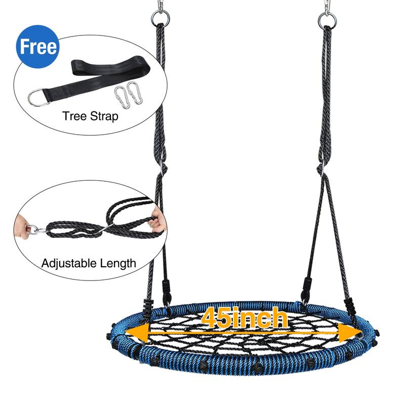 40" Spider Web Saucer Tree Swing for Kids Blue