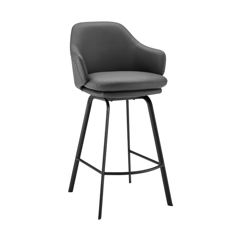 Brigden Faux Leather Upholstered Bar or Counter Swivel Stool - Black matte powder coating
