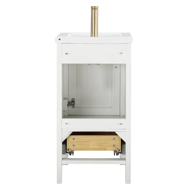 Gela Single Bath Vanity with Ceramic Basin Top and Mirror