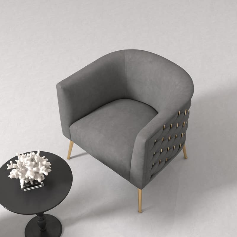SEYNAR Mid-Century Modern Velvet Round Accent Chair for Living Room