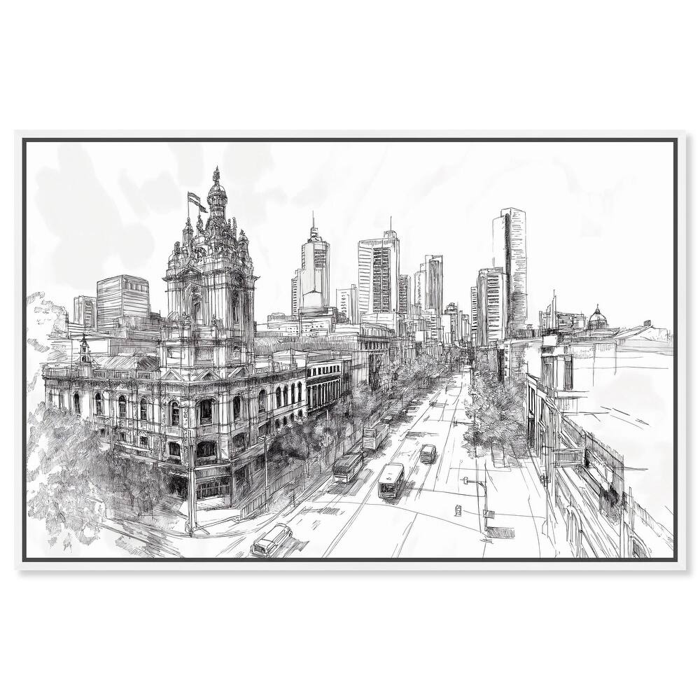 Collins Street Sketch Canvas by Art Remedy