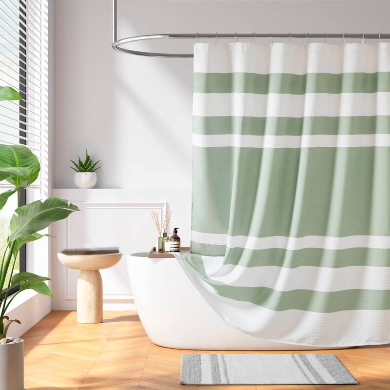 Madison Park Spa Waffle Shower Curtain with 3M Treatment - 72x72" - Sage Green
