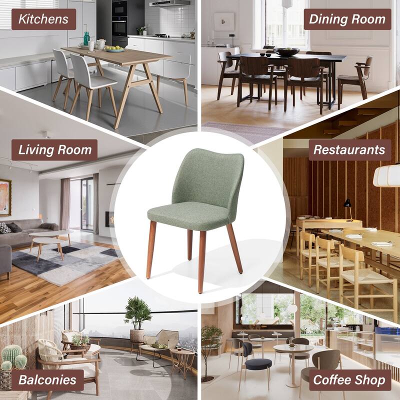 Modern Upholstered Dining Chairs with Padded Seat and Wood Legs