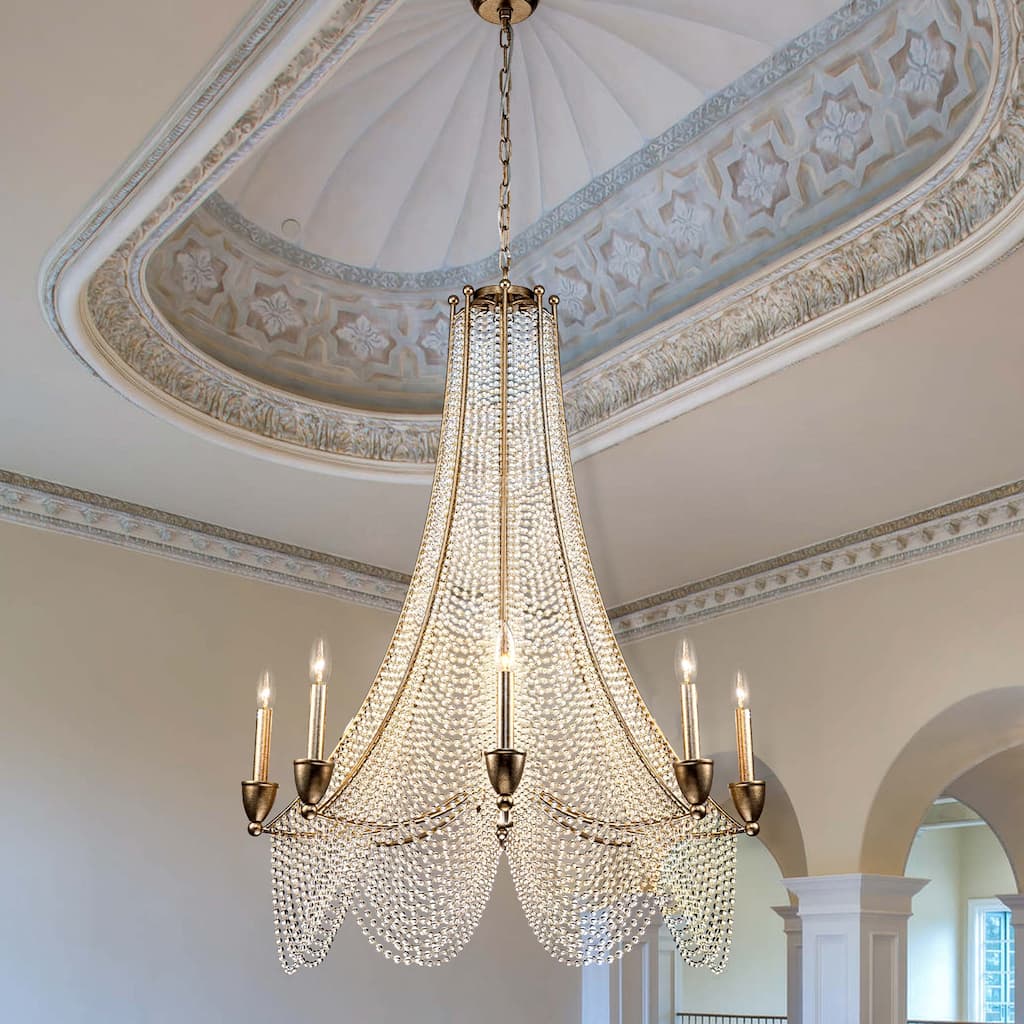 8 - Light Luxury Large Antique Unique / Statement Empire Chandelier with Crystal Accents - W 35.4"