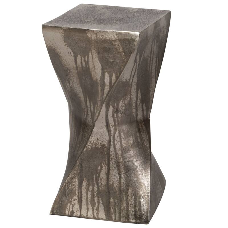 Uttermost Euphrates 10" Wide Distressed Twisted Hourglass Table - Tarnished Silver