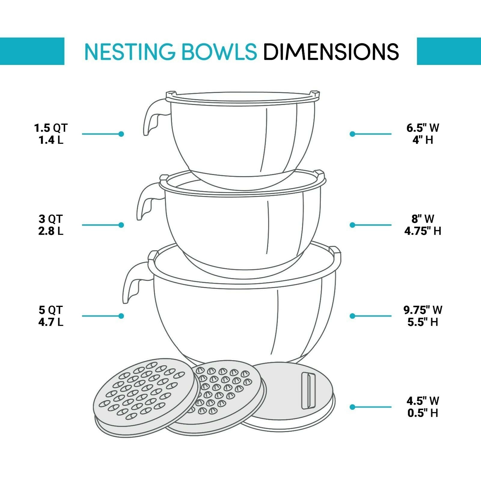 weltonhm Mixing Bowls Set of 3 Stainless Steel Bowl with Lids Set, Nesting  Bowls with Graters Airtight Lids for Cooking, Baking, Prepping(Green)