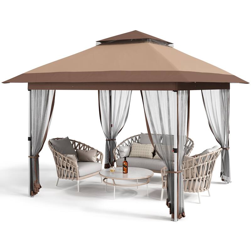 Gazebo Outdoor Pop up Canopy Tent with Curtains