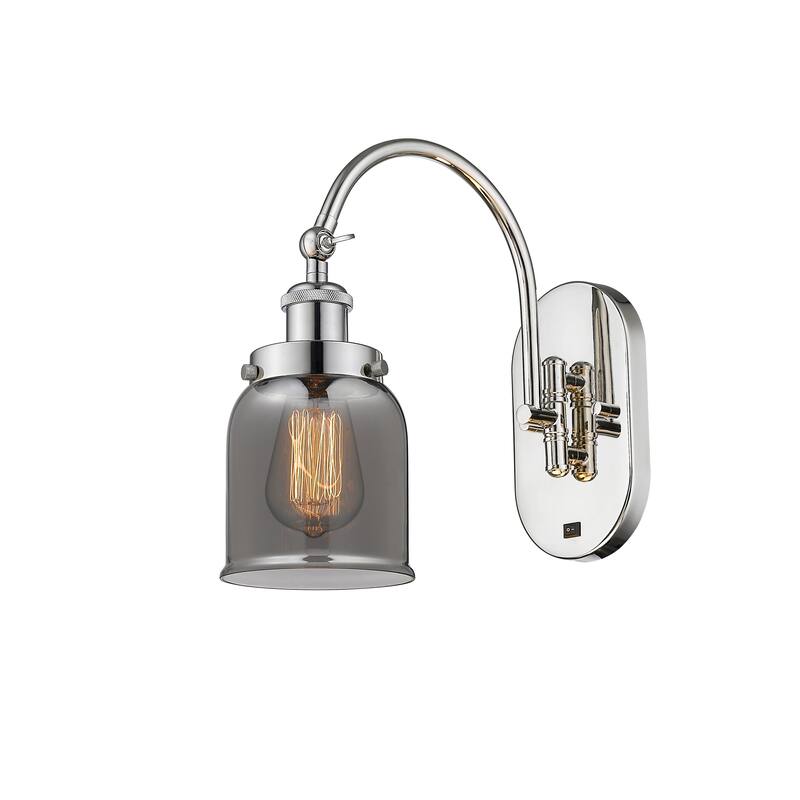 Innovations Lighting Franklin Restoration Bell - 1 Light 5" Sconce - Arm Swivels Side To Side - Polished Nickel/Light Smoke