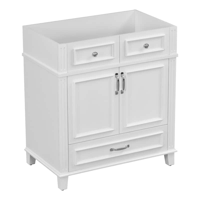 30'' Bathroom Vanity without Top,Solid Wood Frame Bathroom Storage Cabinet with Soft Closing Doors