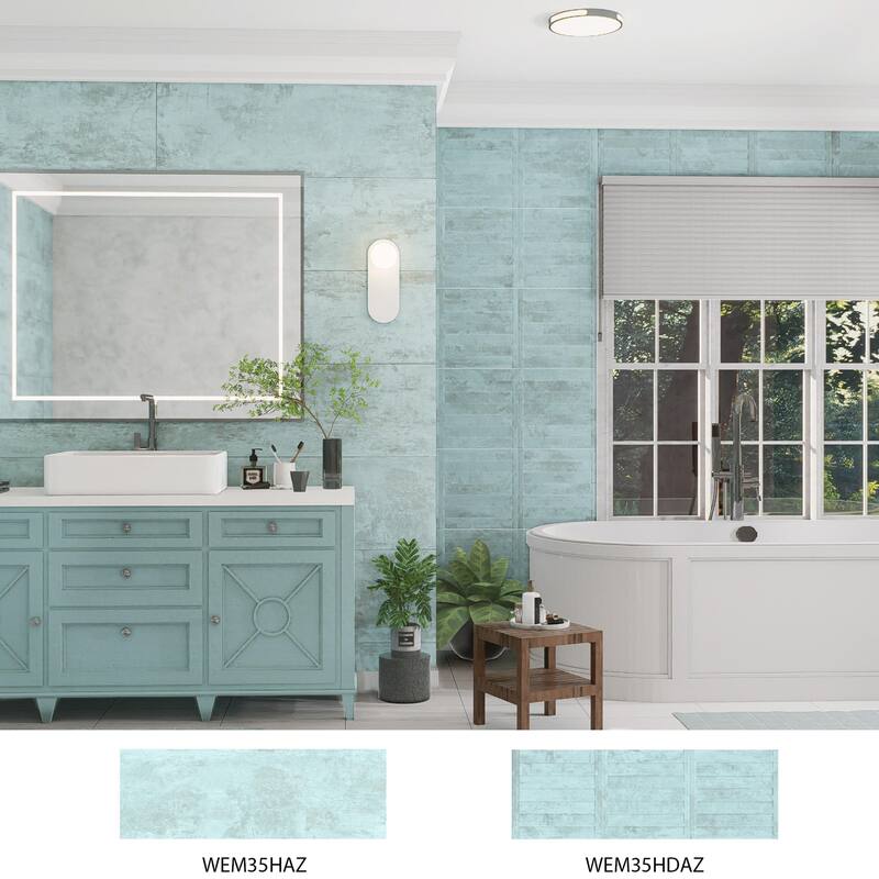 Merola Tile Habanera Decor Azul 11-7/8" x 35-1/2" Fluted Ceramic Wall Tile