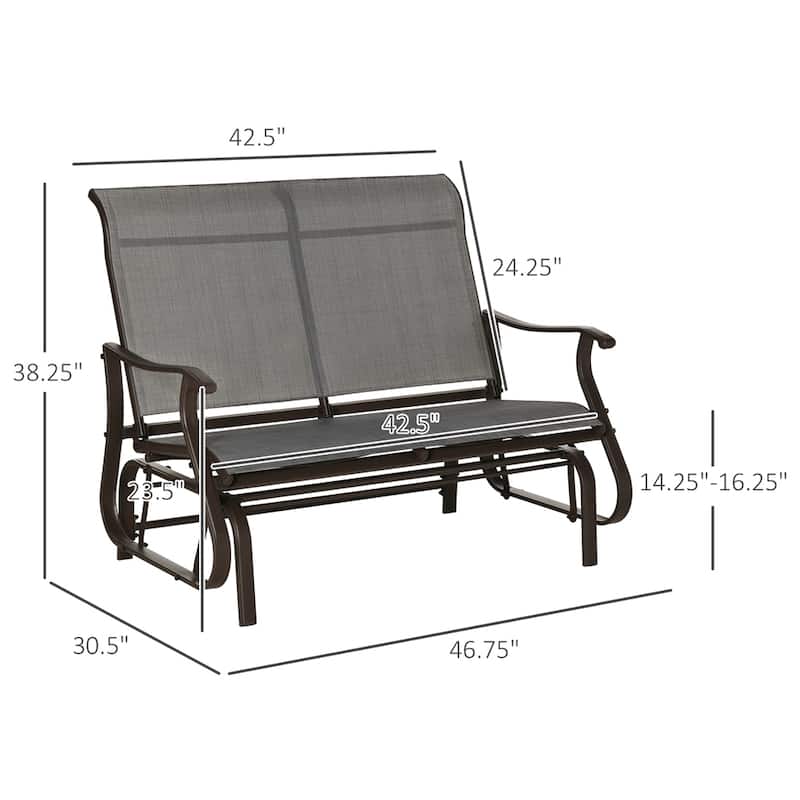 Outdoor Patio Glider Bench Loveseat Chair w/ Powder Coated Steel Frame