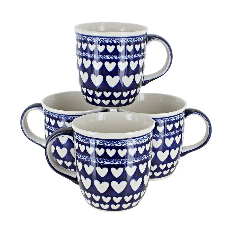 Blue Rose Polish Pottery 1800 Zaklady 4PC Mug Set - Valentina