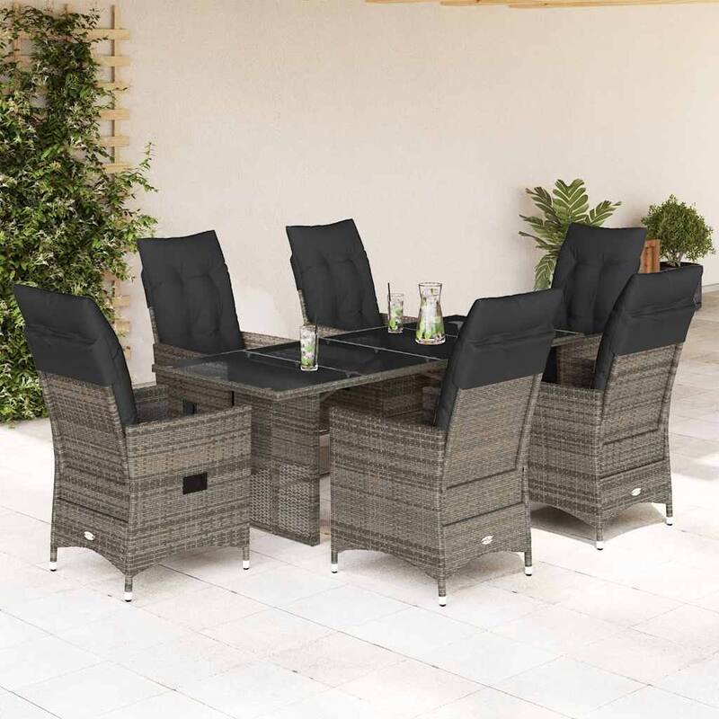 vidaXL Garden Dining Set Grey - 23.2 x 22.0 x 36.2 in - Grey-4