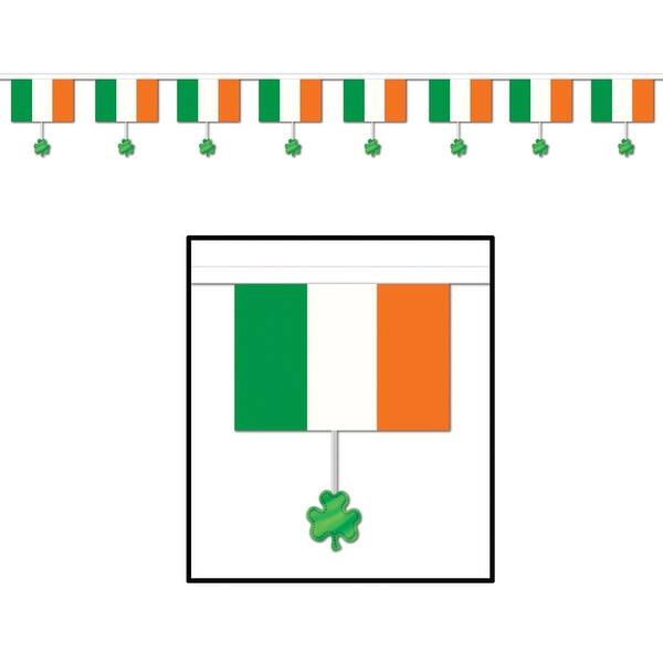 Shop Club Pack Of 12 Irish Flag And Shamrock Pennant Streamer