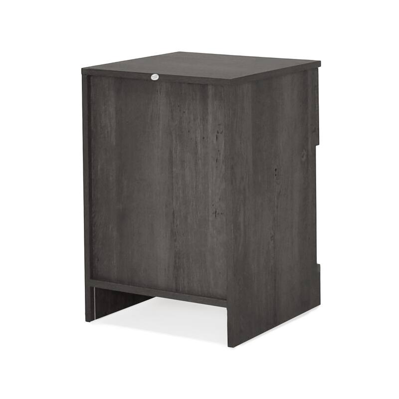 Rustic Faux Wood Nightstand with Drawer and Shelf, 1-Drawer Storage Table for Bedroom and Living Room