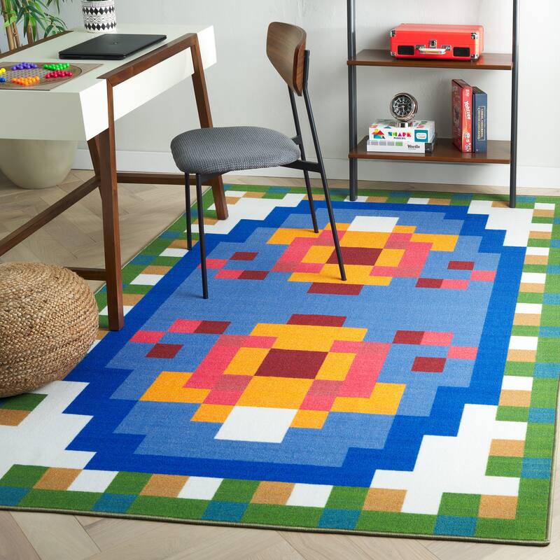 SAFAVIEH Digital Artifact Sapna Modern & Contemporary Rug - 5' x 7' - Blue/Orange