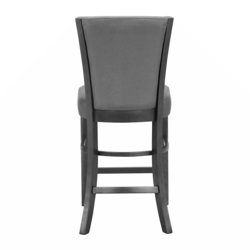2pc Contemporary Glam Upholstered Counter Height Dining Side Chair Padded Fabric Upholstery Seat Back Wooden Furniture