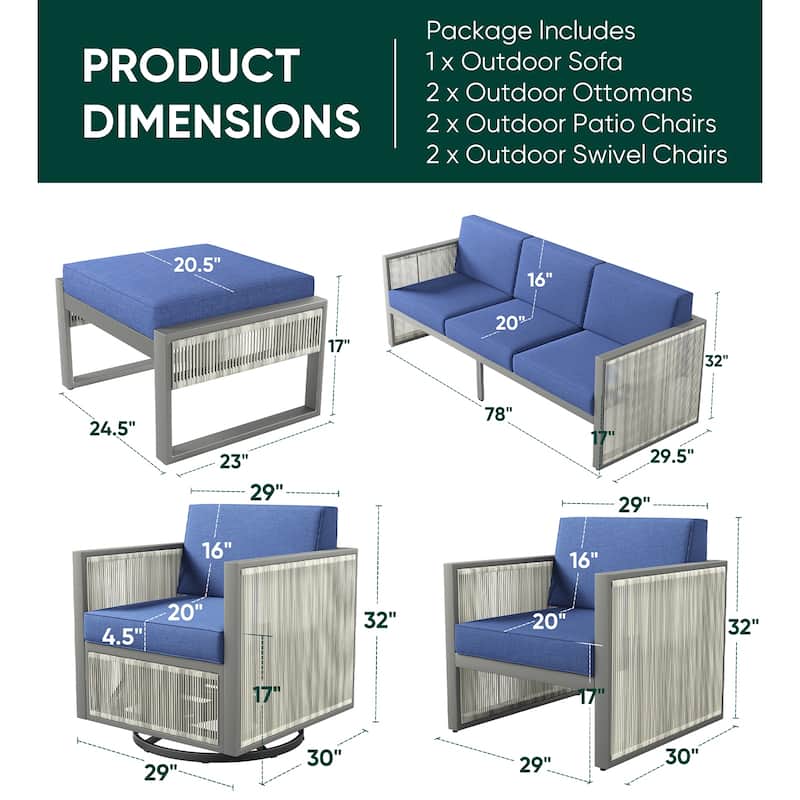 Pocassy 5 Inch Outdoor Patio Funiture Sets