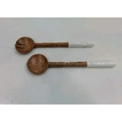 Wooden Salad Servers White Set of 2 -ST - WHITE/NATURAL