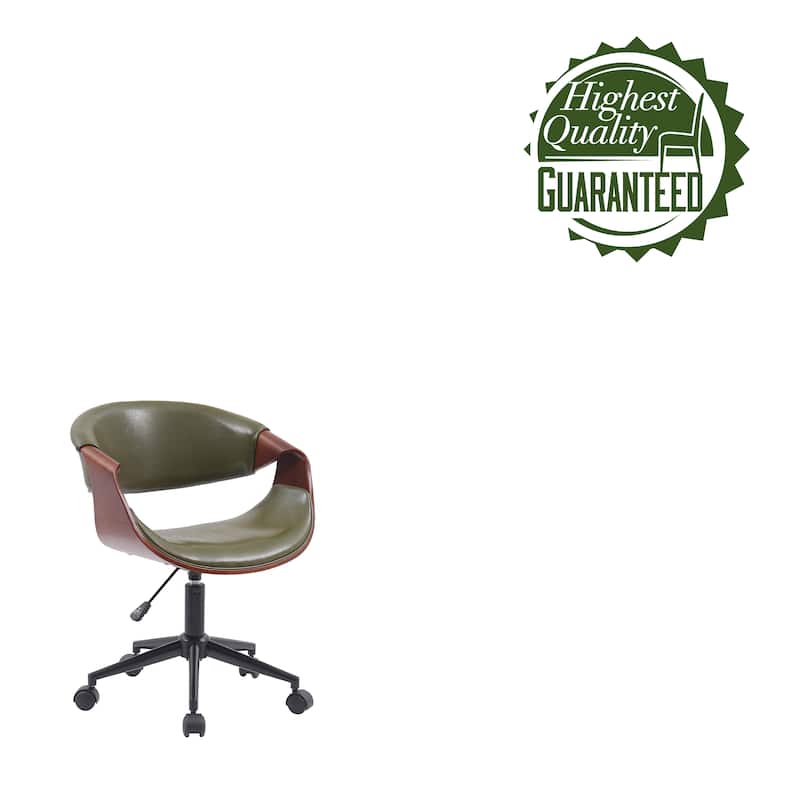 Porthos Home Elio Faux Leather Mid Century Office Chair with Black Metal Base
