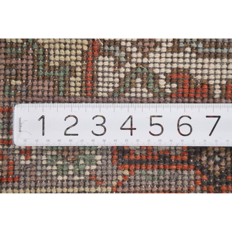 Hand Knotted Oriental 100% Wool Carpet Traditional Medallion Greys & Charcoal Heriz (serapi) Area Rug - 3' 0'' X 2' 0''