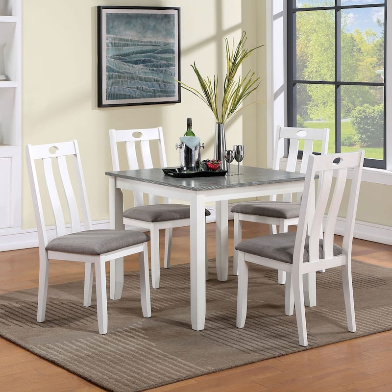 Modern Solid wood 5pc Dining Set Table 4x Chairs Fabric Cushions Seats Chairs Dining Room