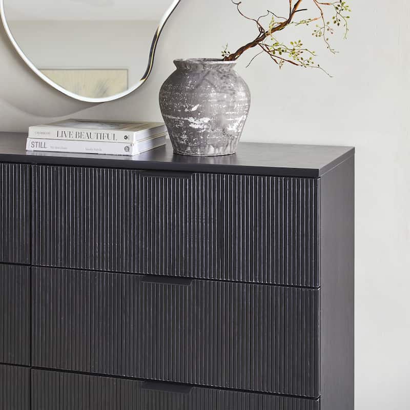 Walker Edison Six Drawer Chest with Reeded Drawer Fronts