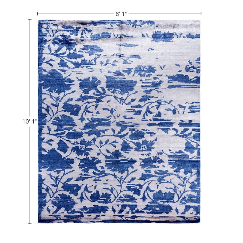 Modern One-of-a-Kind Hand-Knotted Area Rug, Gray - 8' 1" x 10' 1"