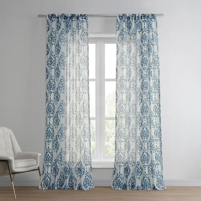 Exclusive Fabrics Fresco Printed Faux Linen Sheer Curtain (1 Panel)