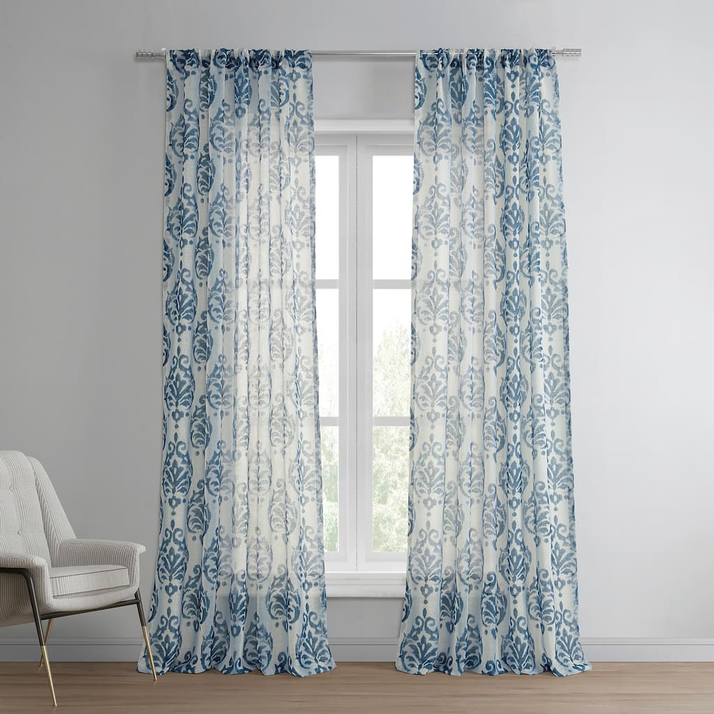 Exclusive Fabrics Fresco Printed Faux Linen Sheer Curtain (1 Panel)