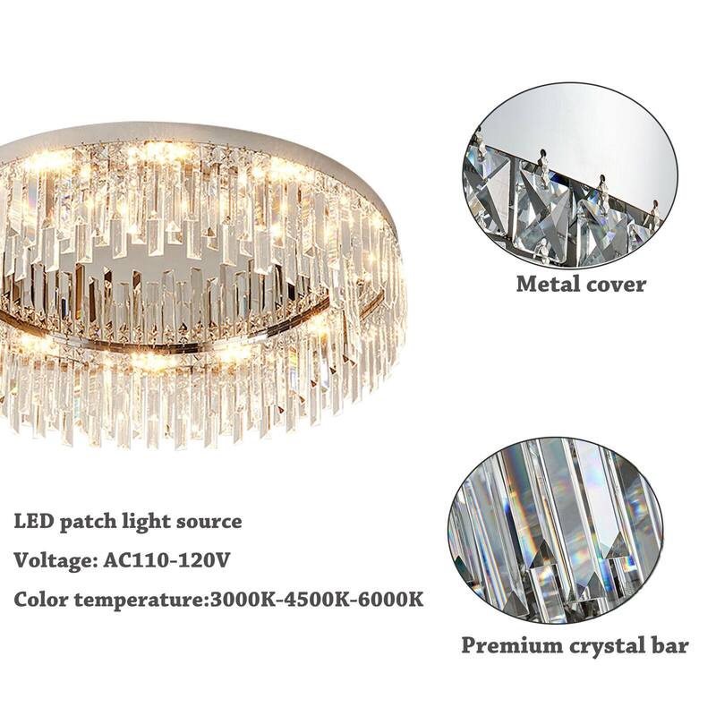 23.6'' Modern Crystal Lighting Flush Mount Ceiling Light - 23.6*7.48inches