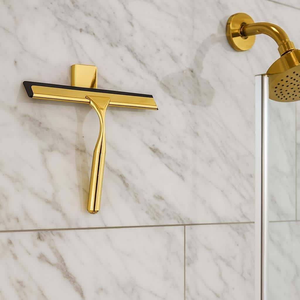 Gold Stainless Steel Window Bathroom Cleaning Squeegee - 10"