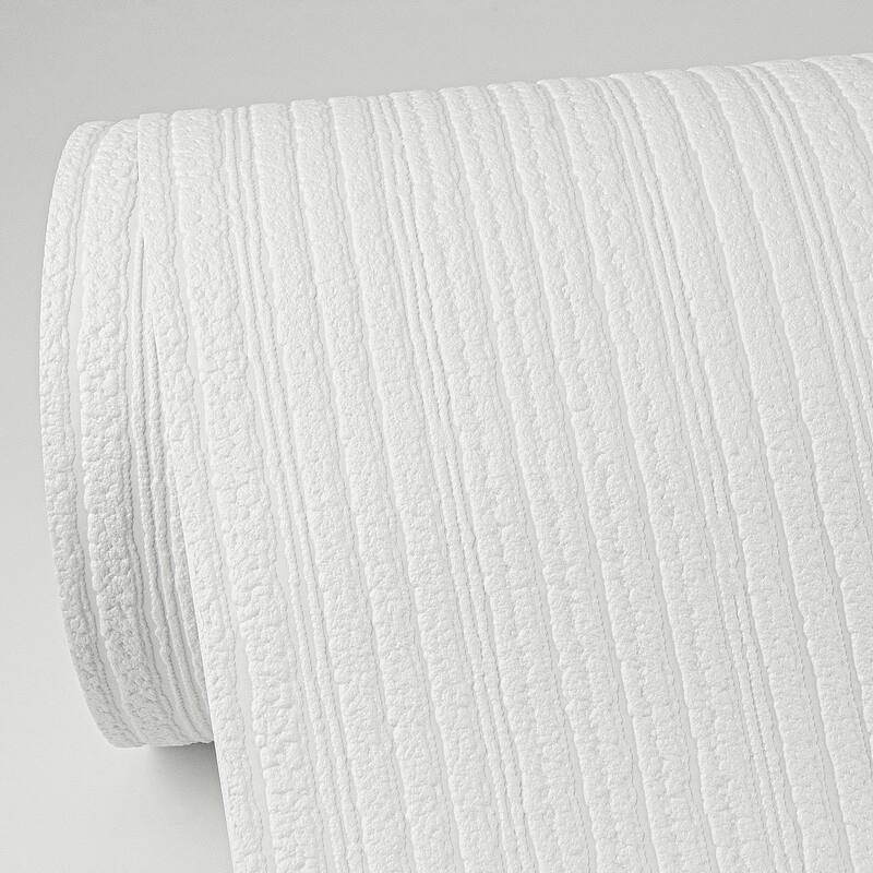Brewster Samuel White Textured Stripe Paintable Wallpaper - 396in x 20.9in x 0.025in
