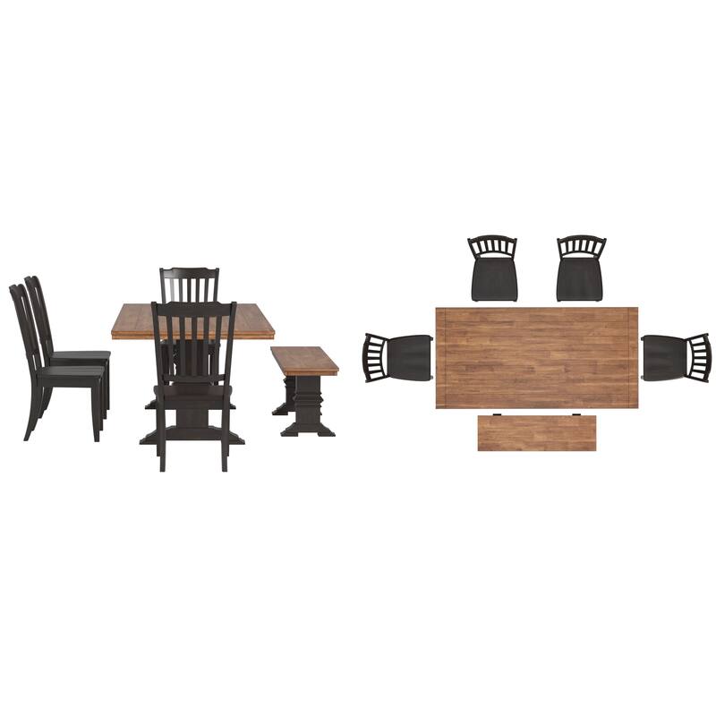 Ronda 78" Rectangular Solid Wood Top Dining Set with Spindle Back Chairs