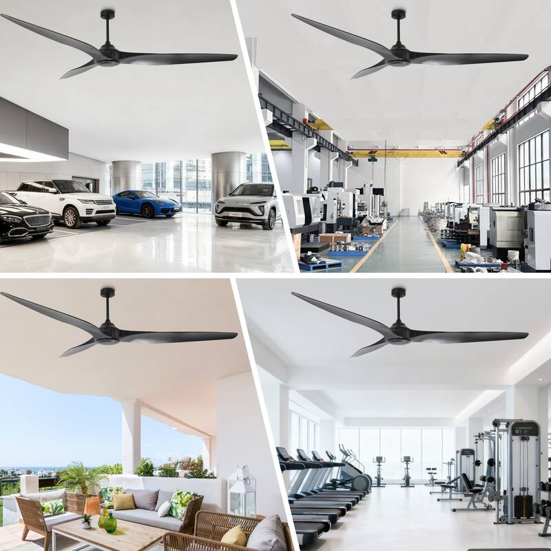 100" Industrial Black Extra Larger Propeller ABS 3-blade Outdoor Ceiling Fan without Light