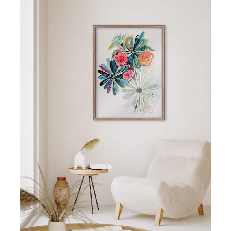 Kate and Laurel Blake Flowers Glass Framed Printed Art by Jessi Raulet